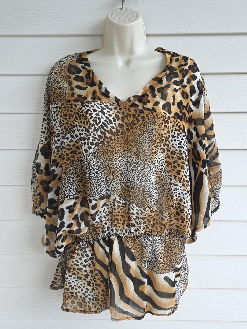 Vintage Y2K Romeo and Juliet Couture sheer animal print top